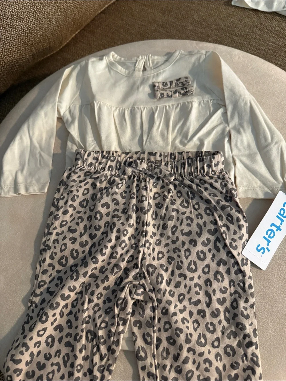 Carter's Cream Long-Sleeve Bodysuit with Leopard Accent